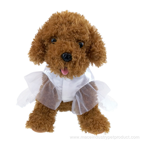 Stylish white stain fabric knitted Princess pet skirt